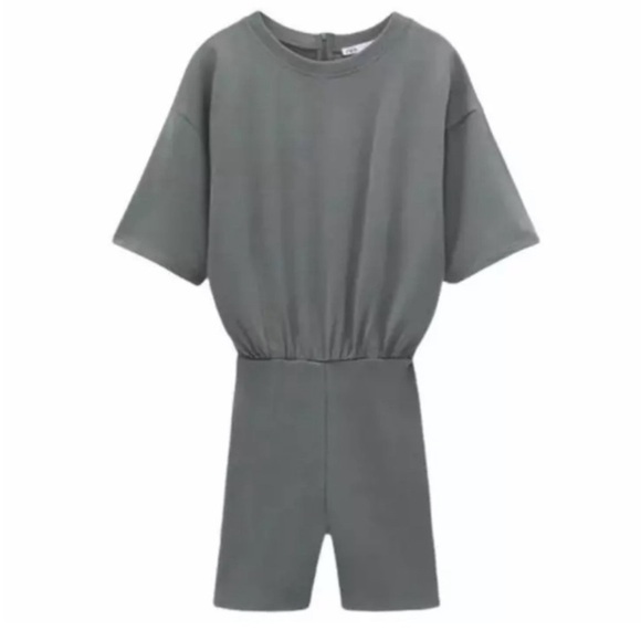 NWT Zara Fitted Shorts Romper Sage Green - M - Picture 3 of 6